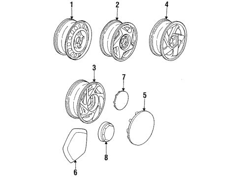 1994 Dodge Stealth Wheels, Covers & Trim Diagram