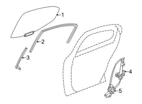 2003 Chrysler Sebring Rear Door - Glass & Hardware Diagram