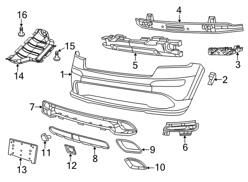 2016 Jeep Grand Cherokee Front Bumper Diagram 3 - Thumbnail