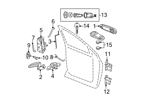 2008 Dodge Ram 1500 Door - Lock & Hardware Diagram