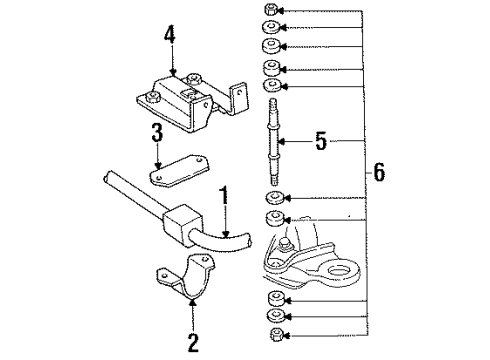 1992 Dodge B350 Stabilizer Bar & Components - Front Diagram