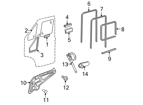 2004 Dodge Sprinter 3500 Front Door - Glass & Hardware Diagram