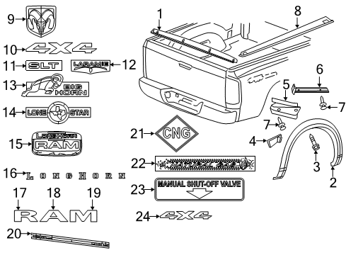 2017 Ram 3500 Exterior Trim - Pick Up Box Diagram 2 - Thumbnail