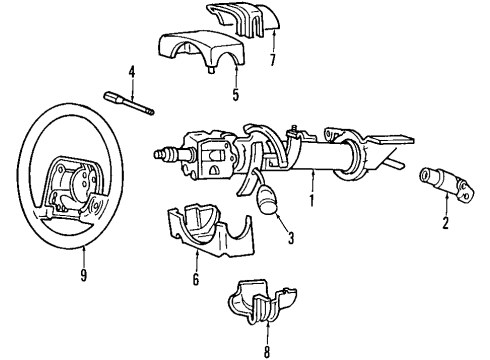 1993 Chrysler New Yorker Steering Column & Wheel, Shroud, Switches & Levers Diagram 2 - Thumbnail