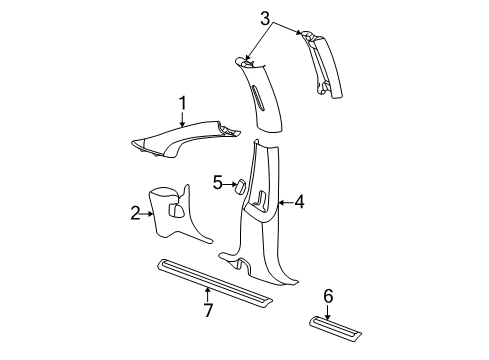 2004 Dodge Neon Interior Trim - Pillars, Rocker & Floor Diagram