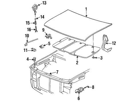 1993 Dodge Caravan Hood & Components, Exterior Trim Diagram