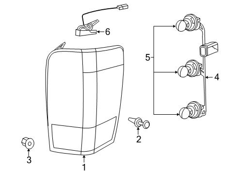 2009 Chrysler Aspen Tail Lamps, License Lamps Diagram 2 - Thumbnail
