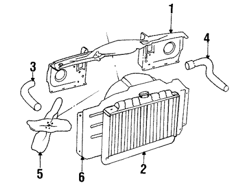 1988 Jeep Grand Wagoneer Radiator & Components, Radiator Support, Cooling Fan Diagram