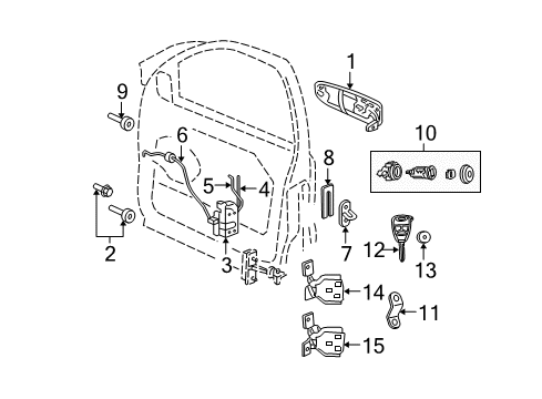 2009 Jeep Grand Cherokee Front Door - Lock & Hardware Diagram