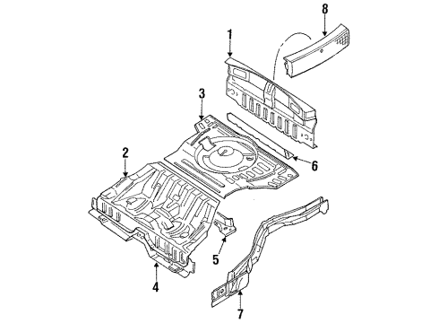 1994 Dodge Stealth Rear Body, Rear Floor & Rails, Exterior Trim Diagram