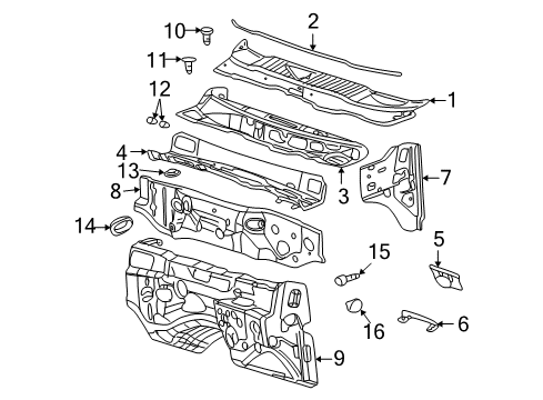 2003 Dodge Ram 1500 Cab Cowl Diagram 1 - Thumbnail
