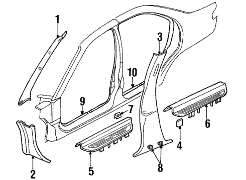 1997 Dodge Neon Interior Trim - Pillars, Rocker & Floor Diagram 2 - Thumbnail