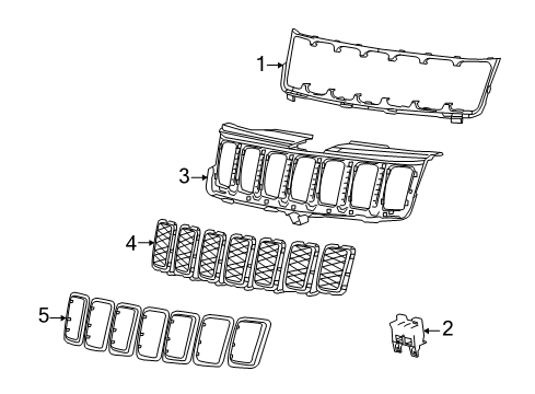 2019 Jeep Grand Cherokee Grille & Components Diagram 2 - Thumbnail