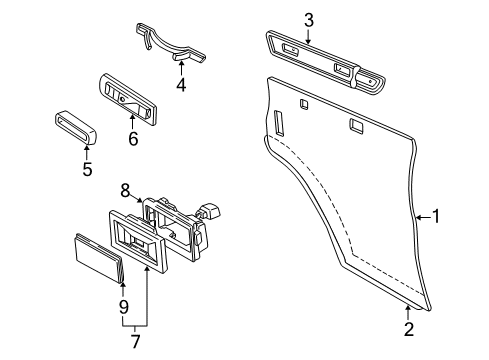 1995 Dodge B2500 Interior Trim - Door Diagram