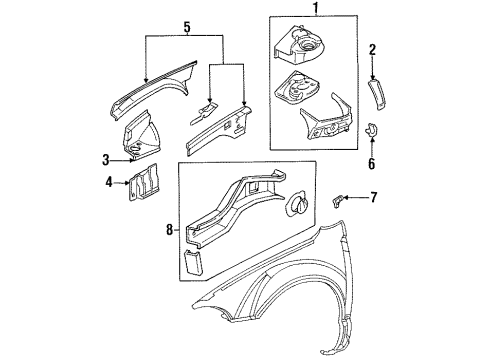 1997 Chrysler Cirrus Structural Components & Rails Diagram