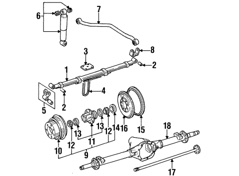 1988 Jeep Cherokee Brake Components, Suspension Components, Axle Housing Diagram 2 - Thumbnail
