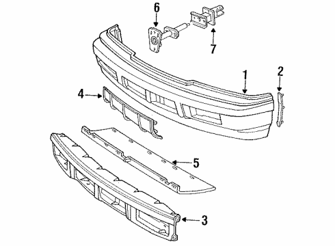 1991 Chrysler LeBaron Front Bumper Diagram 1 - Thumbnail