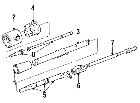 1985 Jeep Cherokee Steering Column Housing & Components, Shaft & Internal Components, Shroud, Switches & Levers Diagram