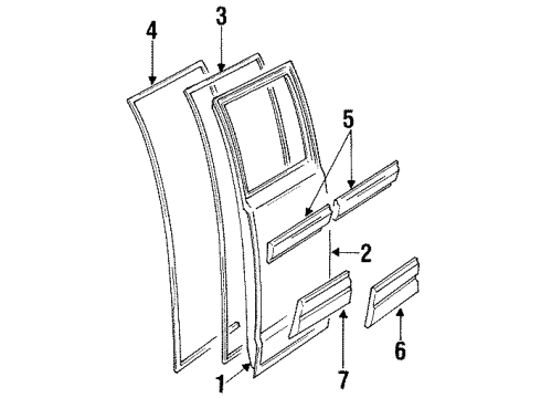 1992 Dodge B350 Side Loading Door & Components, Exterior Trim, Body Diagram 2 - Thumbnail