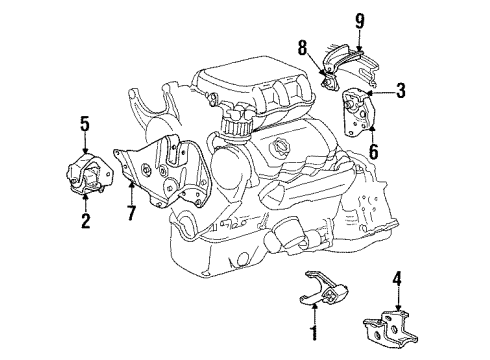 1989 Dodge Caravan Engine & Trans Mounting Diagram 2 - Thumbnail
