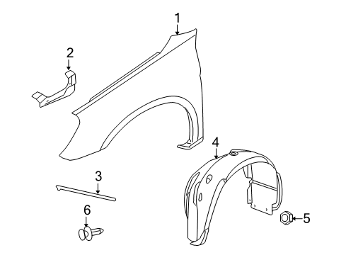2009 Chrysler Sebring Fender & Components Diagram 1 - Thumbnail