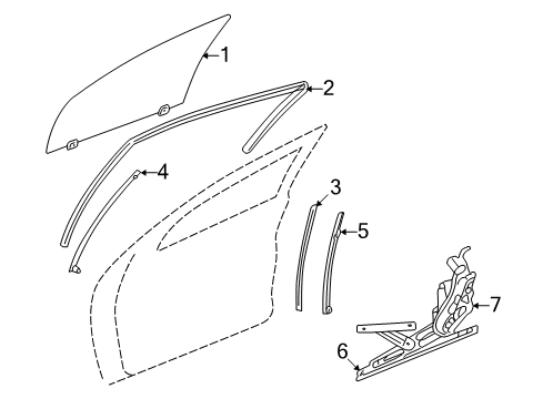 2003 Chrysler Sebring Front Door - Glass & Hardware Diagram