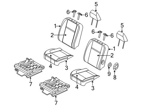 2008 Dodge Ram 2500 Front Seat Components Diagram 13 - Thumbnail