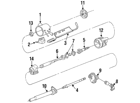 1985 Chrysler Executive Limousine Steering Column & Wheel, Shroud, Switches & Levers Diagram 1 - Thumbnail