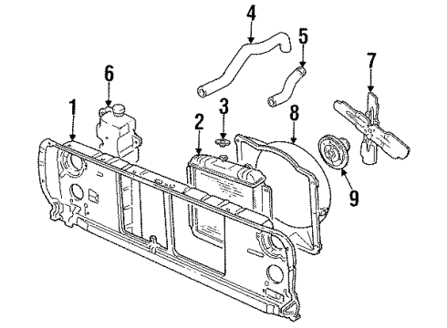 1992 Dodge D350 Radiator & Components, Radiator Support, Cooling Fan Diagram