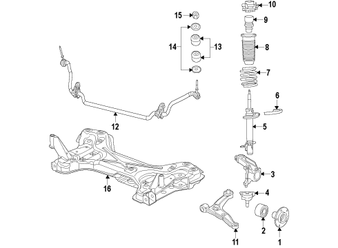 2021 Ram ProMaster 2500 Front Suspension, Lower Control Arm, Stabilizer Bar, Suspension Components Diagram