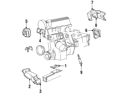 1989 Dodge Spirit Engine Mounting Diagram 1 - Thumbnail