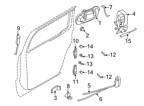 2003 Dodge Durango Rear Door - Lock & Hardware Diagram