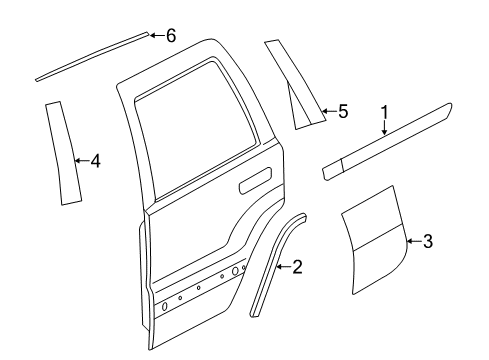 2011 Jeep Grand Cherokee Exterior Trim - Rear Door Diagram