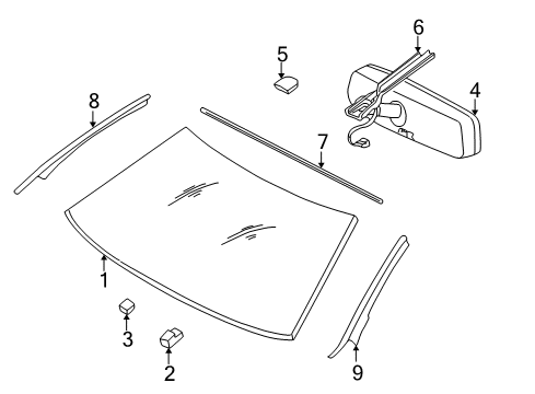 2000 Dodge Intrepid Windshield Glass, Reveal Moldings Diagram
