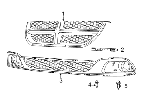 2019 Dodge Grand Caravan Grille & Components Diagram