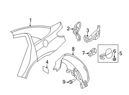 2007 Chrysler Sebring Quarter Panel & Components Diagram