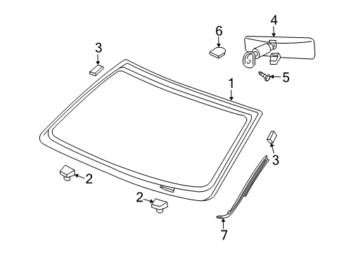 2009 Chrysler Aspen Windshield Glass, Reveal Moldings Diagram 1 - Thumbnail