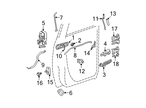 2006 Dodge Ram 1500 Rear Door - Lock & Hardware Diagram 2 - Thumbnail