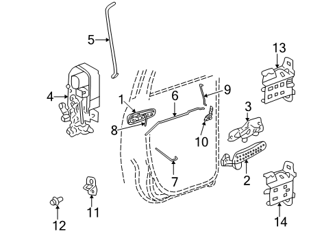 2003 Dodge Ram 2500 Rear Door - Lock & Hardware Diagram