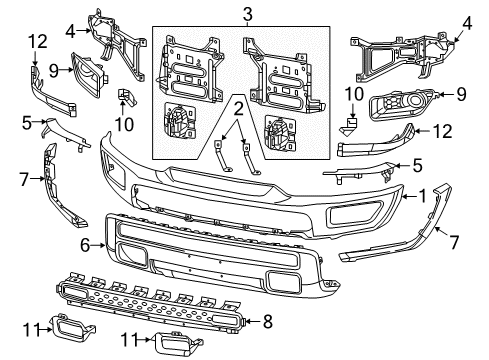 2021 Ram 1500 Classic Bumper & Components - Front Diagram 3 - Thumbnail