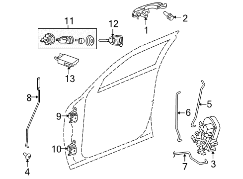 2010 Chrysler 300 Front Door - Lock & Hardware Diagram