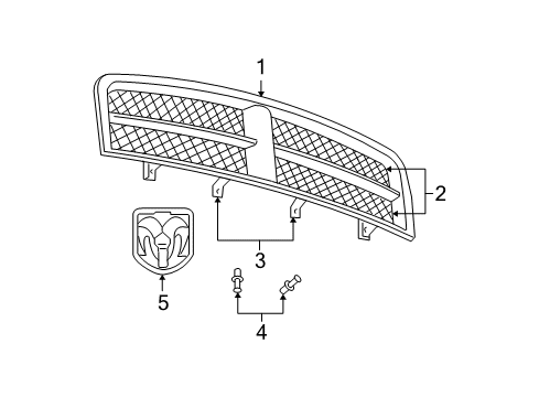 2005 Dodge Durango Grille & Components Diagram