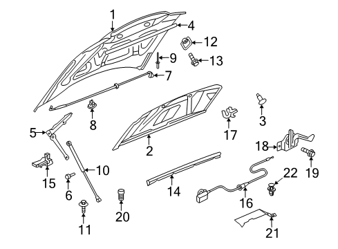 2006 Dodge Magnum Hood & Components Diagram