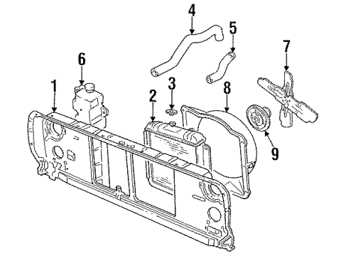 1992 Dodge D350 Radiator & Cooling Fan Diagram 1 - Thumbnail