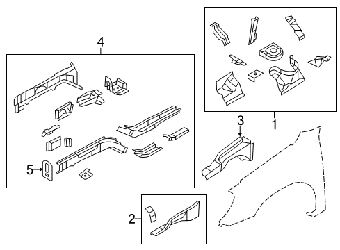2009 Chrysler Sebring Structural Components & Rails Diagram 1 - Thumbnail