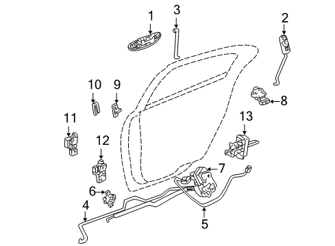 1999 Chrysler 300M Rear Door - Lock & Hardware Diagram