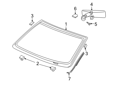 2009 Dodge Durango Windshield Glass, Reveal Moldings Diagram 1 - Thumbnail