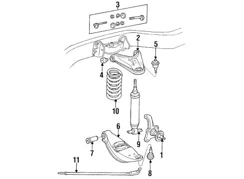 1989 Dodge D100 Front Suspension, Control Arm Diagram 1 - Thumbnail