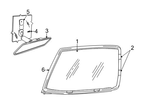 2002 Dodge Ram 2500 Van Windshield Glass, Reveal Moldings Diagram