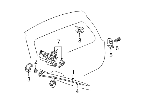 2009 Jeep Grand Cherokee Lift Gate - Wiper & Washer Components Diagram